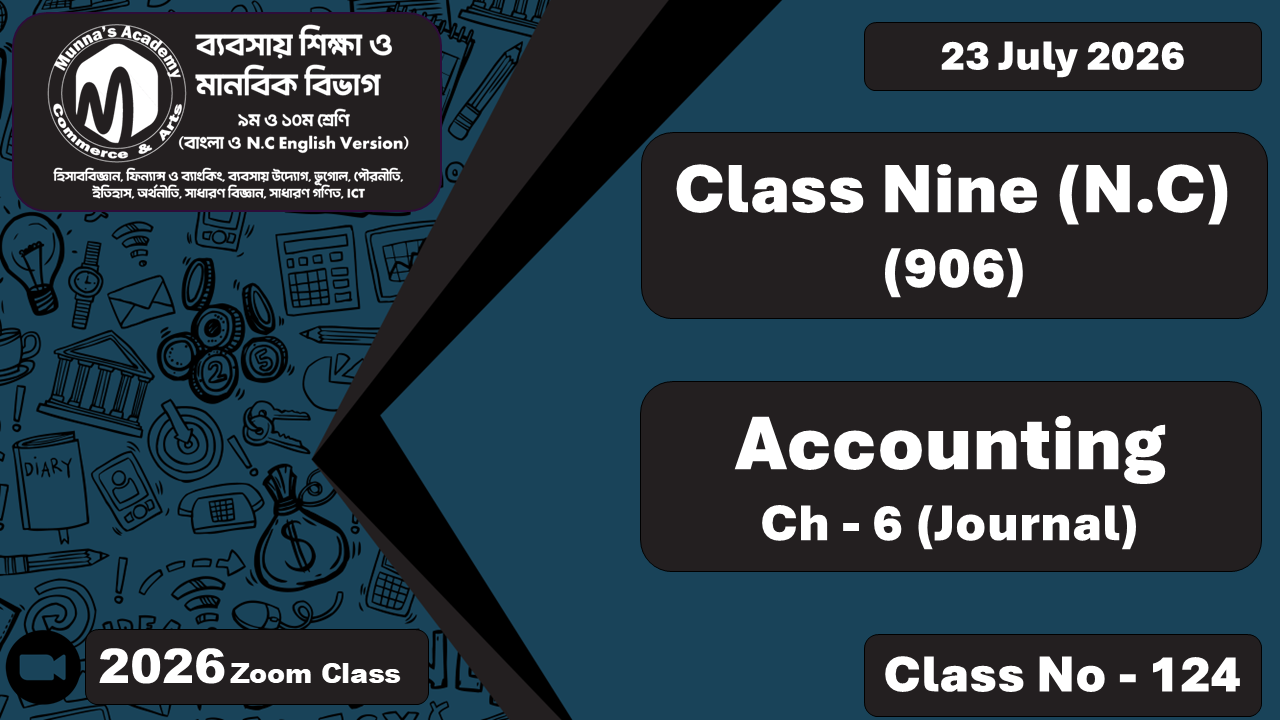 Class Nine - Commerce (N.C - 906) [Class No-124] Accounting Ch- 6 (Journal)