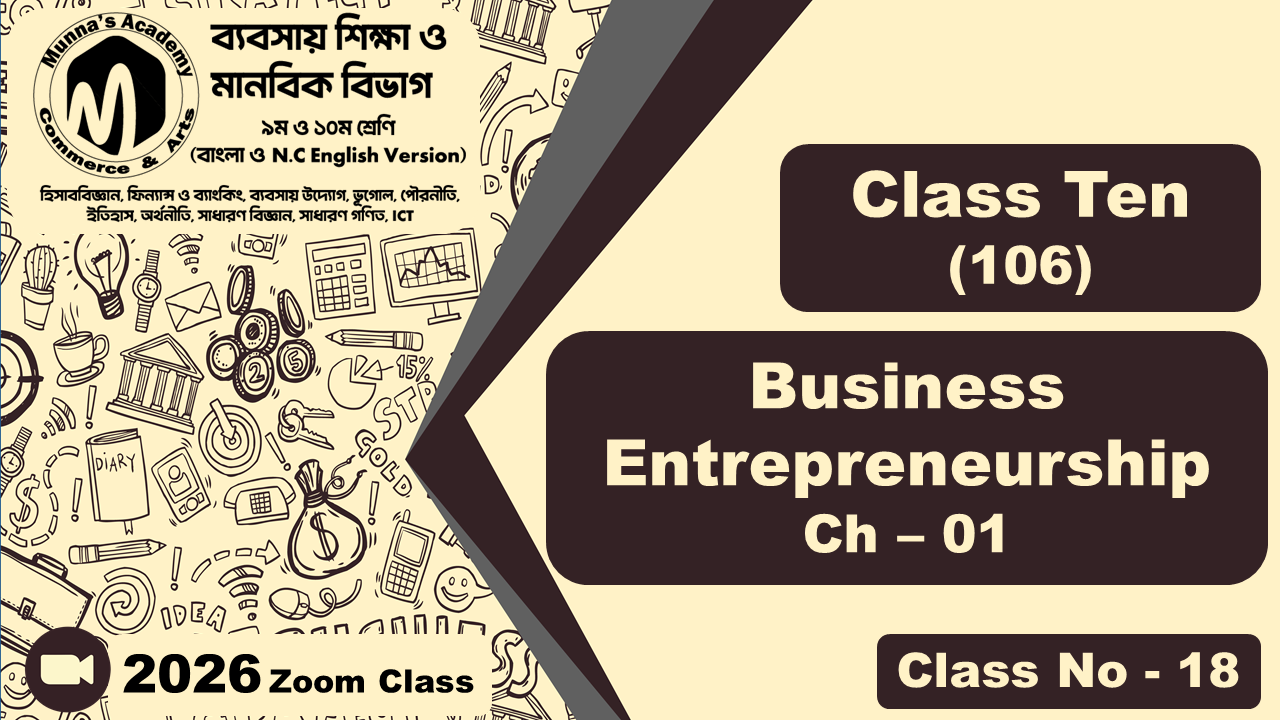 Class Ten-Commerce (N.C - 106) [Class No-18] Business Entrepreneurship, Ch - 01