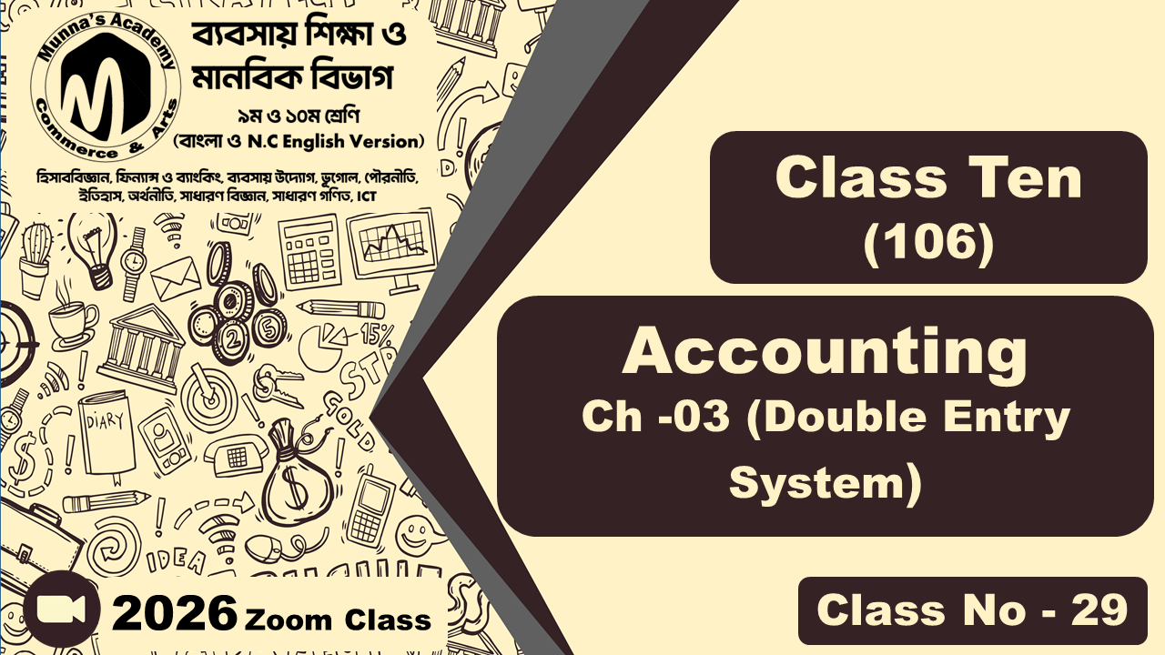 Class Ten-Commerce (N.C - 106) [Class No-29] Accounting, Ch - 03 (Double Entry System)