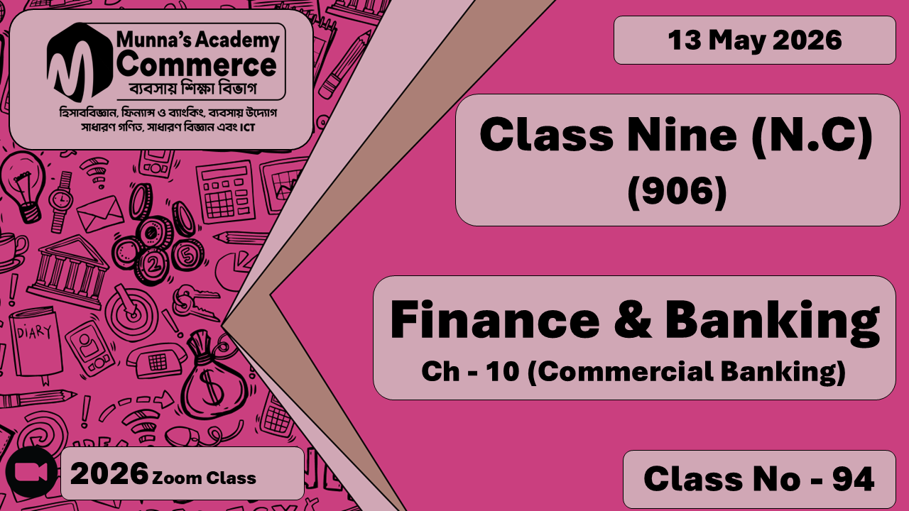Class Nine - Commerce (N.C - 906) [Class No- 94] Finance & Banking, Ch -10 (Commercial Banks)