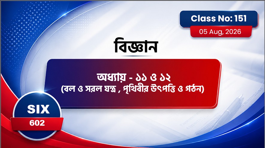 Class Six (602)[Class No-151] বল ও সরল যন্ত্র , পৃথিবীর উৎপত্তি ও গঠন