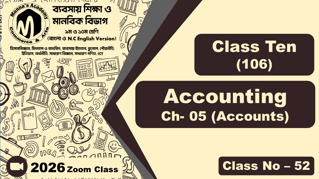 Class Ten - Commerce (N.C - 106) [Class No - 52] Accounting; Ch - 05 (Accounts)