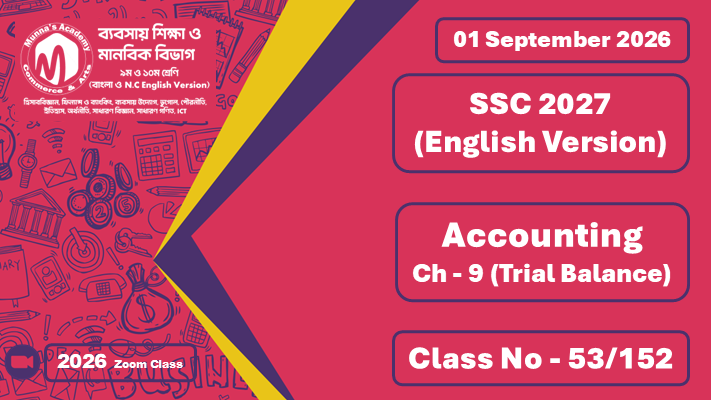 SSC 2027 - N.C Commerce [Class No - 53/152] Accounting ; Ch - 9 (Trial Balance)