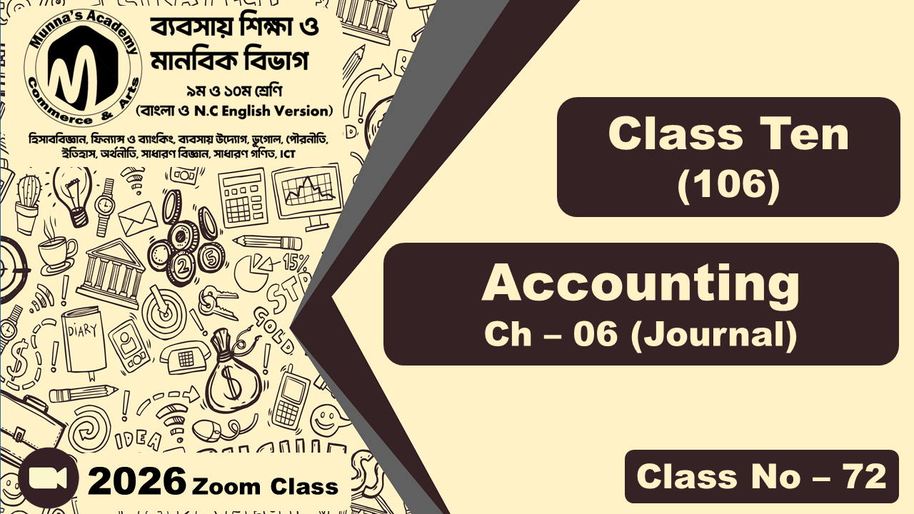 Class Ten - Commerce (N.C - 106) [Class No- 72] Accounting, Ch - 6 (Journal)