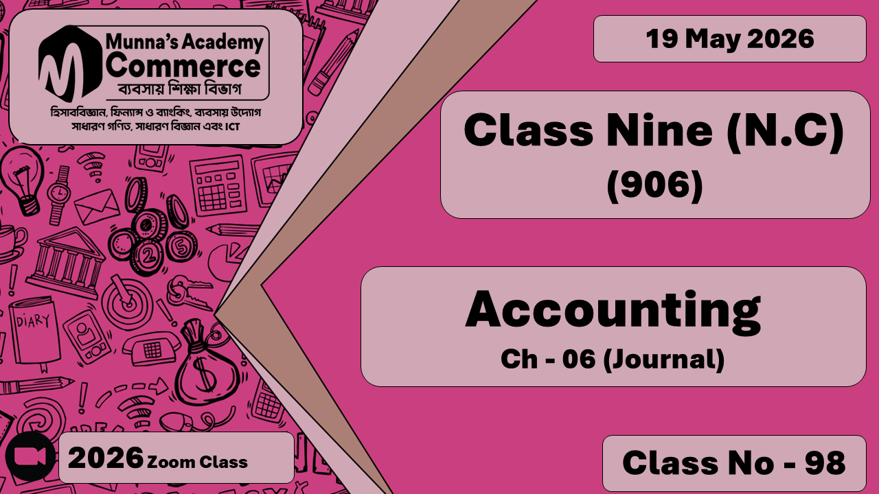 Class Nine - Commerce (N.C - 906) [Class No- 98] Accounting, Ch - 06 (Journal)