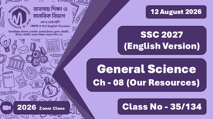 SSC 2027 - N.C Commerce [Class No - 35/134] General Science; Ch - 8 (Our Resources)