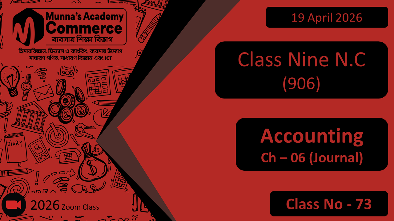 Class Nine - Commerce (N.C - 906) [Class No- 73] Accounting, Ch - 6 (Journal)